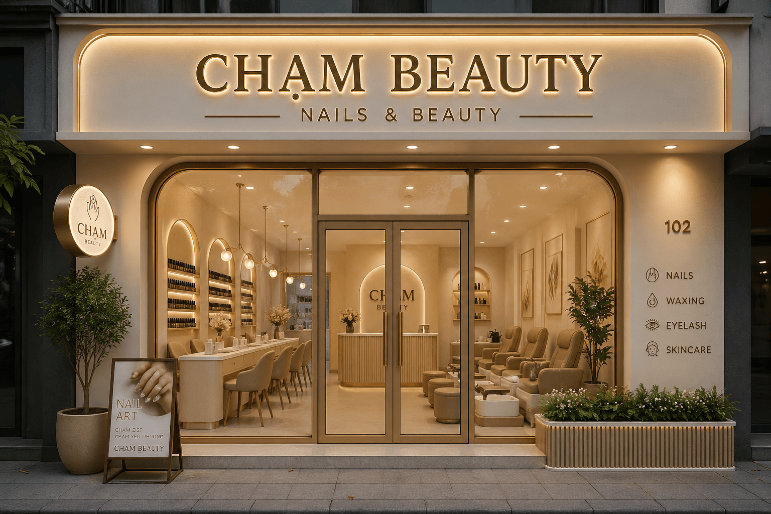 Mặt tiền cửa tiệm Chạm Beauty
